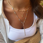 Karışık Taşlı Ataç Zincirli Y Kolye