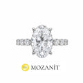 Altı Karat Taçlı Mozanit Uzun Oval Tektaş Yüzük