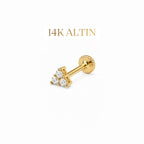 14K Trio Taşlı Piercing