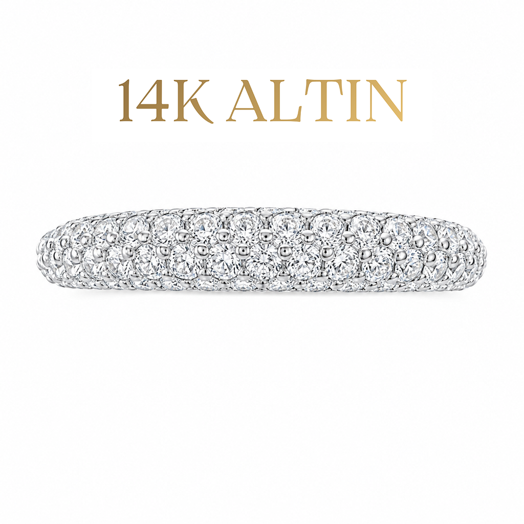 14K İki Sıra Pave Tamtur Yüzük