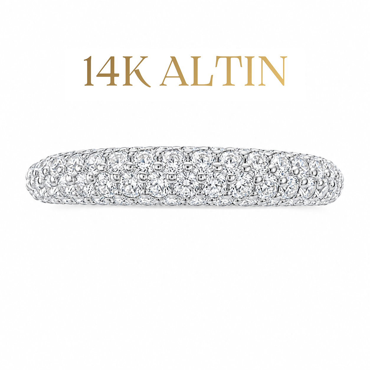 14K İki Sıra Pave Tamtur Yüzük