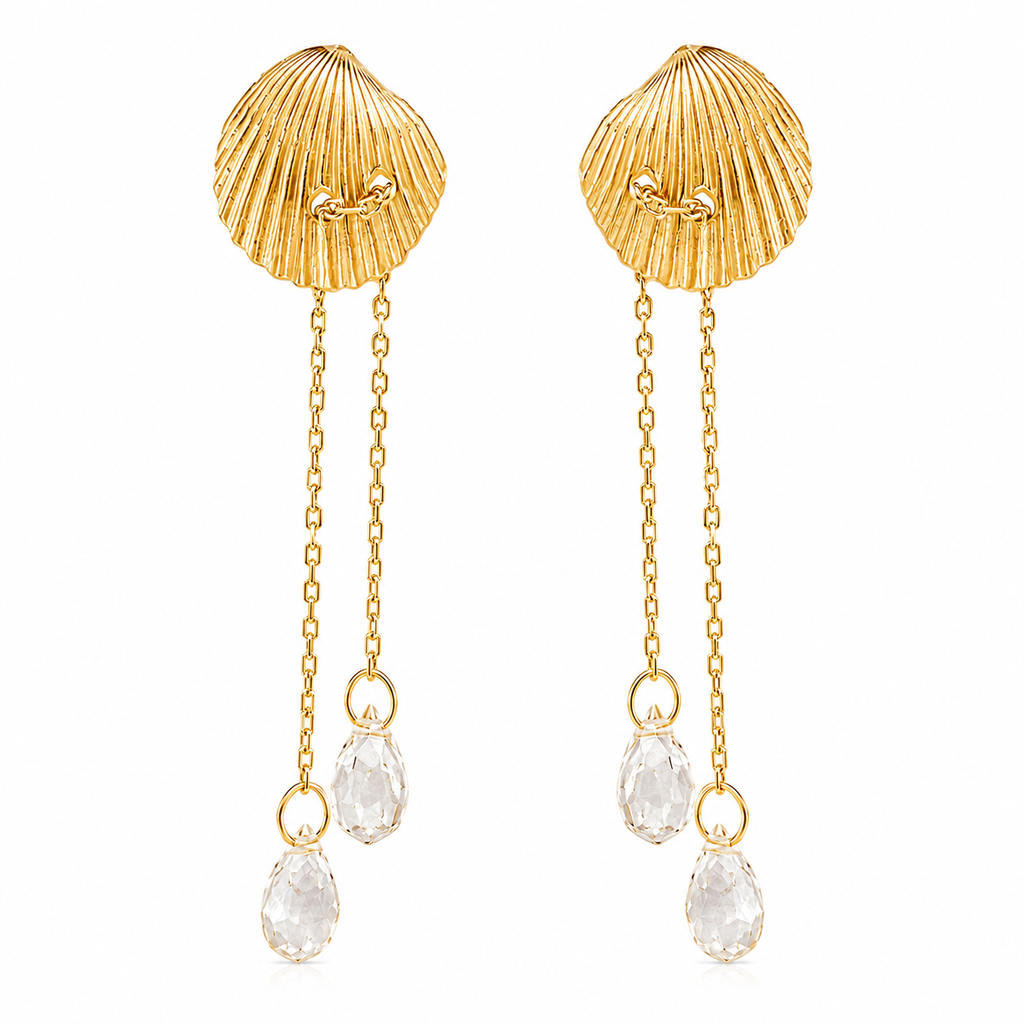 Sea Shell Ohrringe mit Steinen baumelnd
