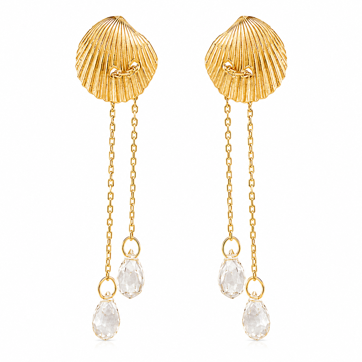 Sea Shell Ohrringe mit Steinen baumelnd