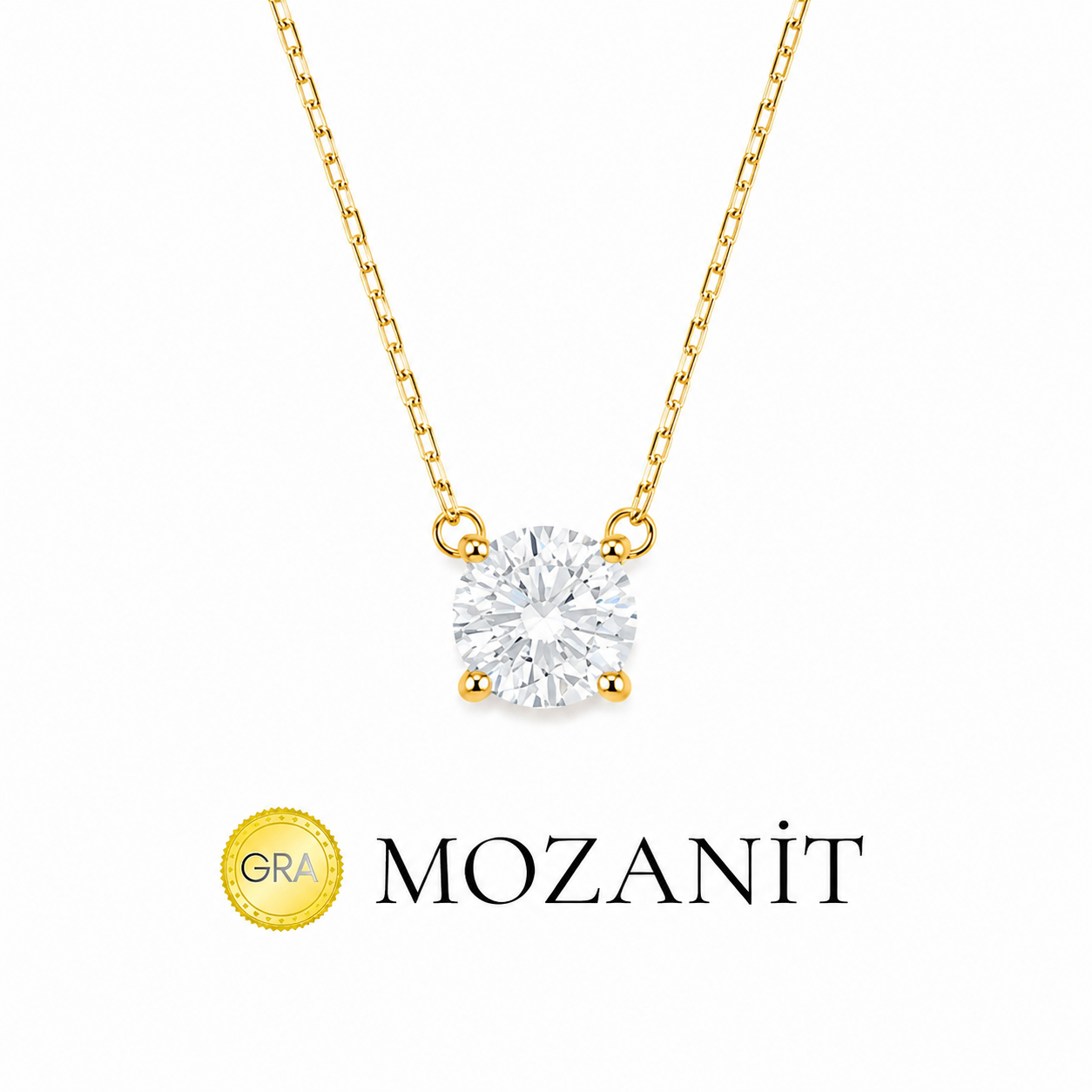 7 mm Mozanit Tektaş Kolye