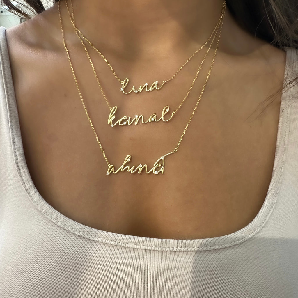 Taşlı Kişiye Özel İsim Kolye