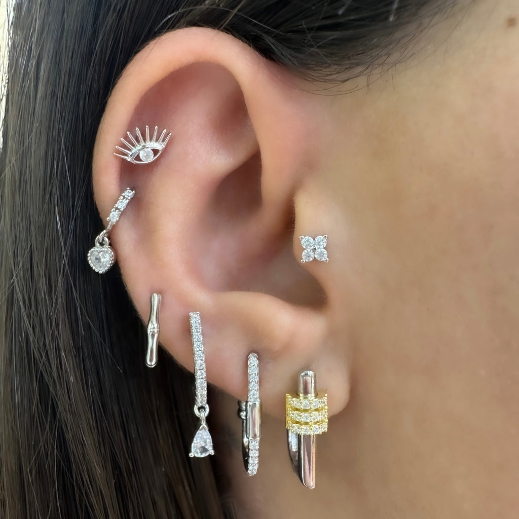 Taşlı Kalp Piercing