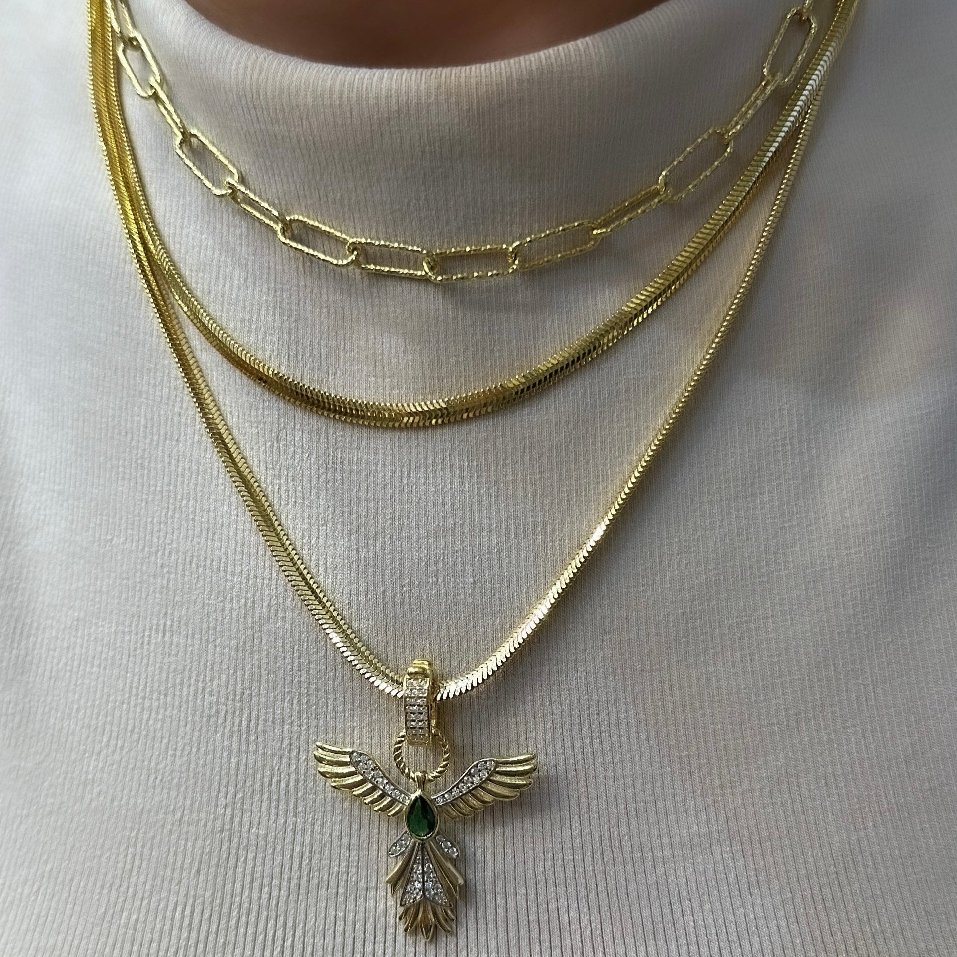 Renkli Taşlı Melek Kolye Ucu / Charm