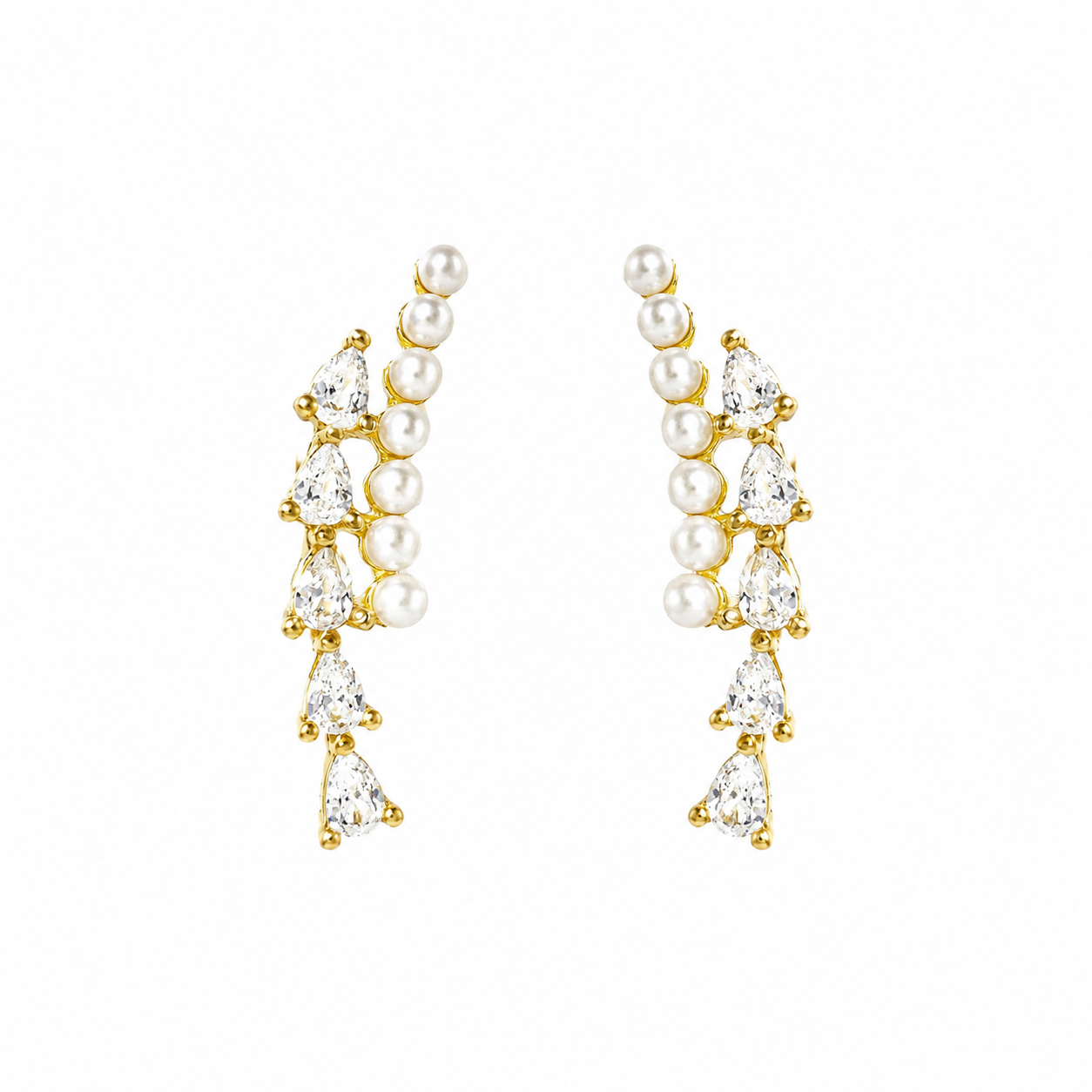 Two-Row Stone and Pearl Earrings