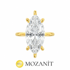 Stone Setting Long Marquise Moissanite Solitaire Ring