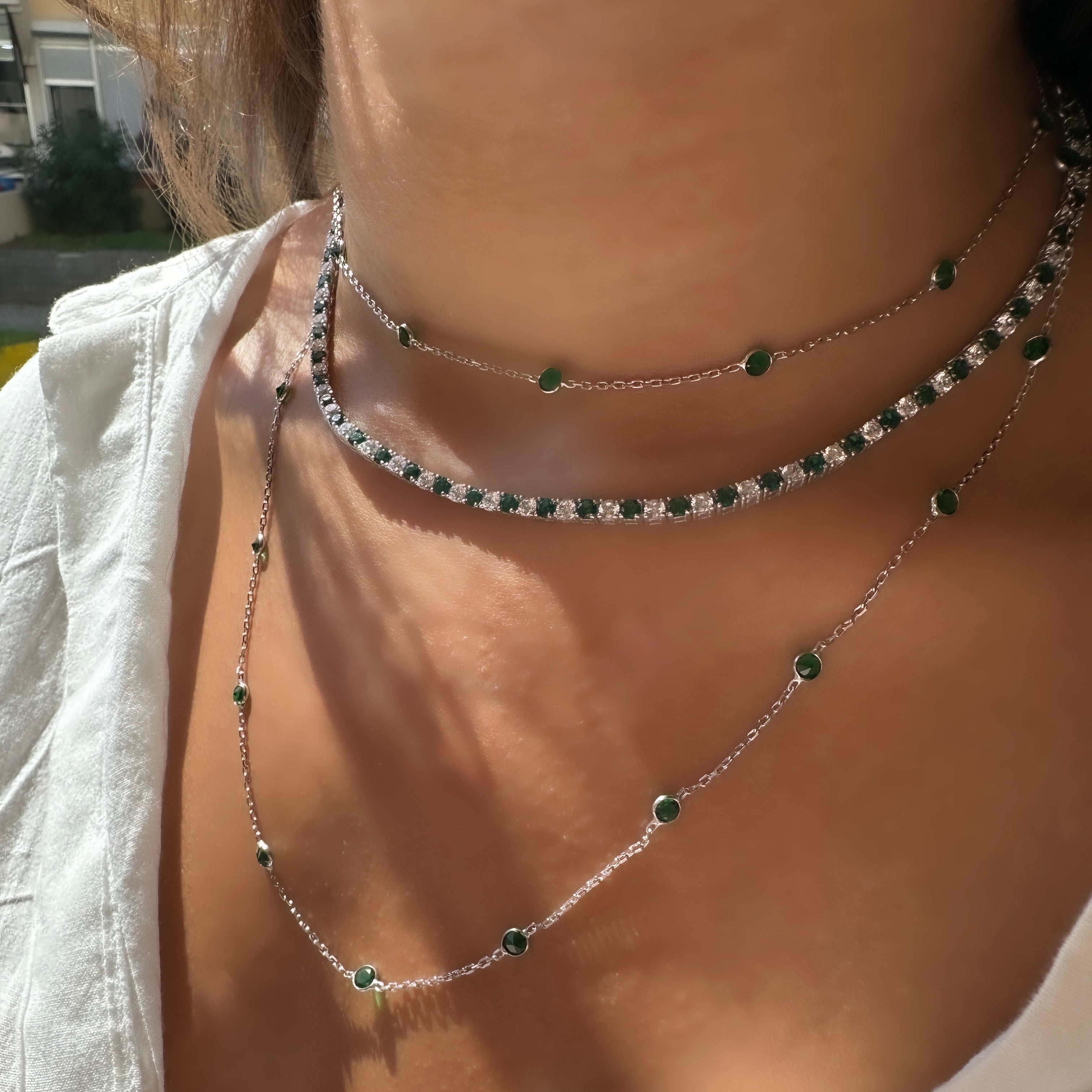 Yeşil Taşlı Designer Zincir