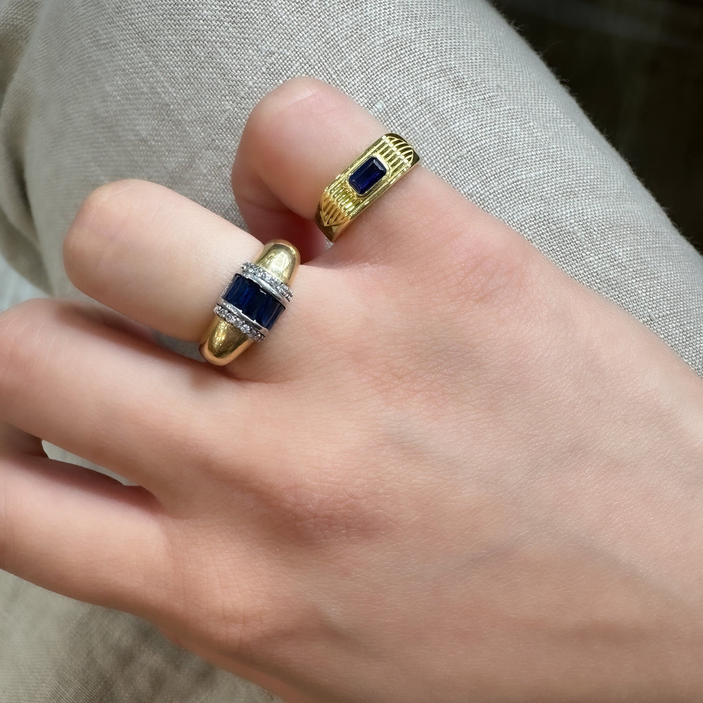 Bunter gestreifter Baguettestein-Ring