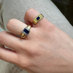 Bunter gestreifter Baguettestein-Ring