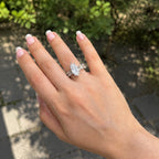 14K Kolu Oval Taşlı Markiz Mozanit Yüzük