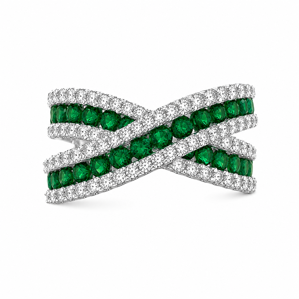 Green Stone Cross Ring