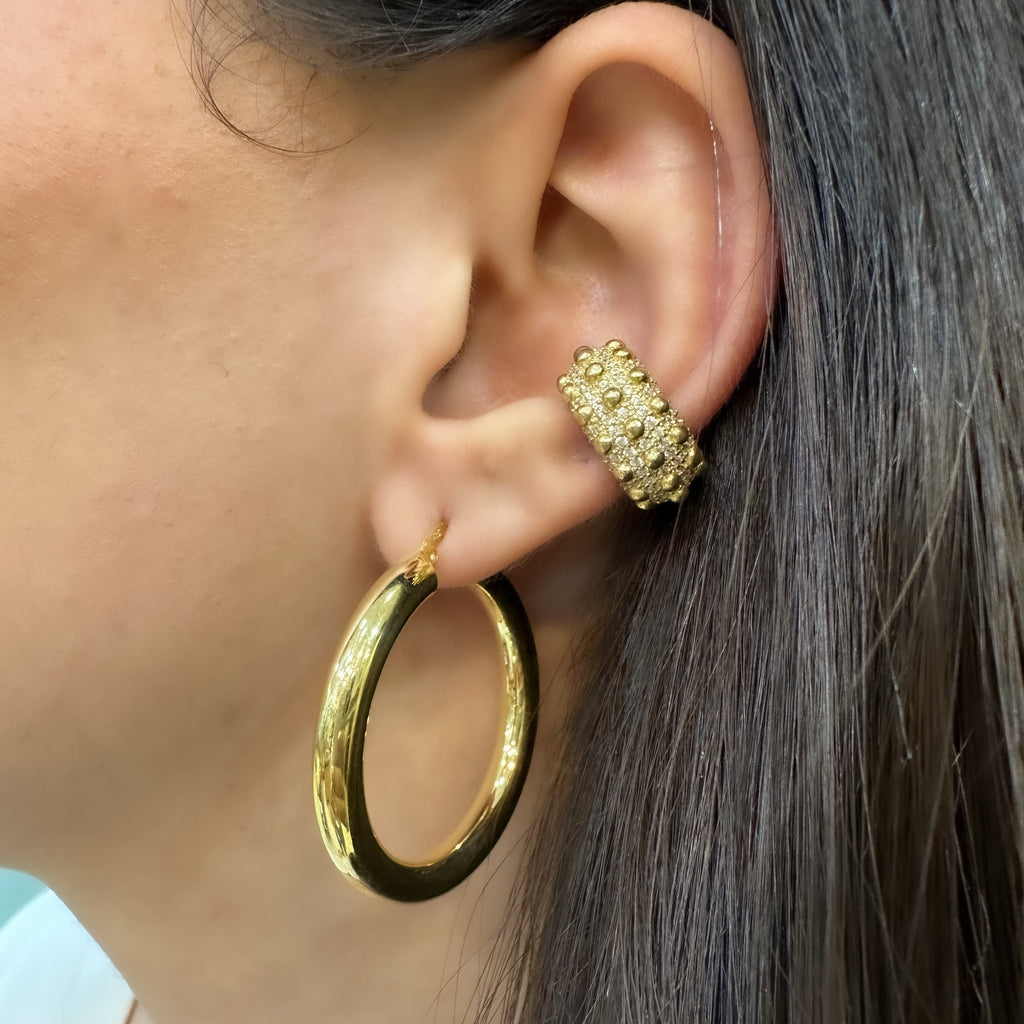 Three and a half cm Domed Hoop Earrings