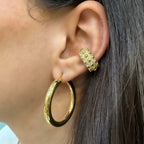Three and a half cm Domed Hoop Earrings