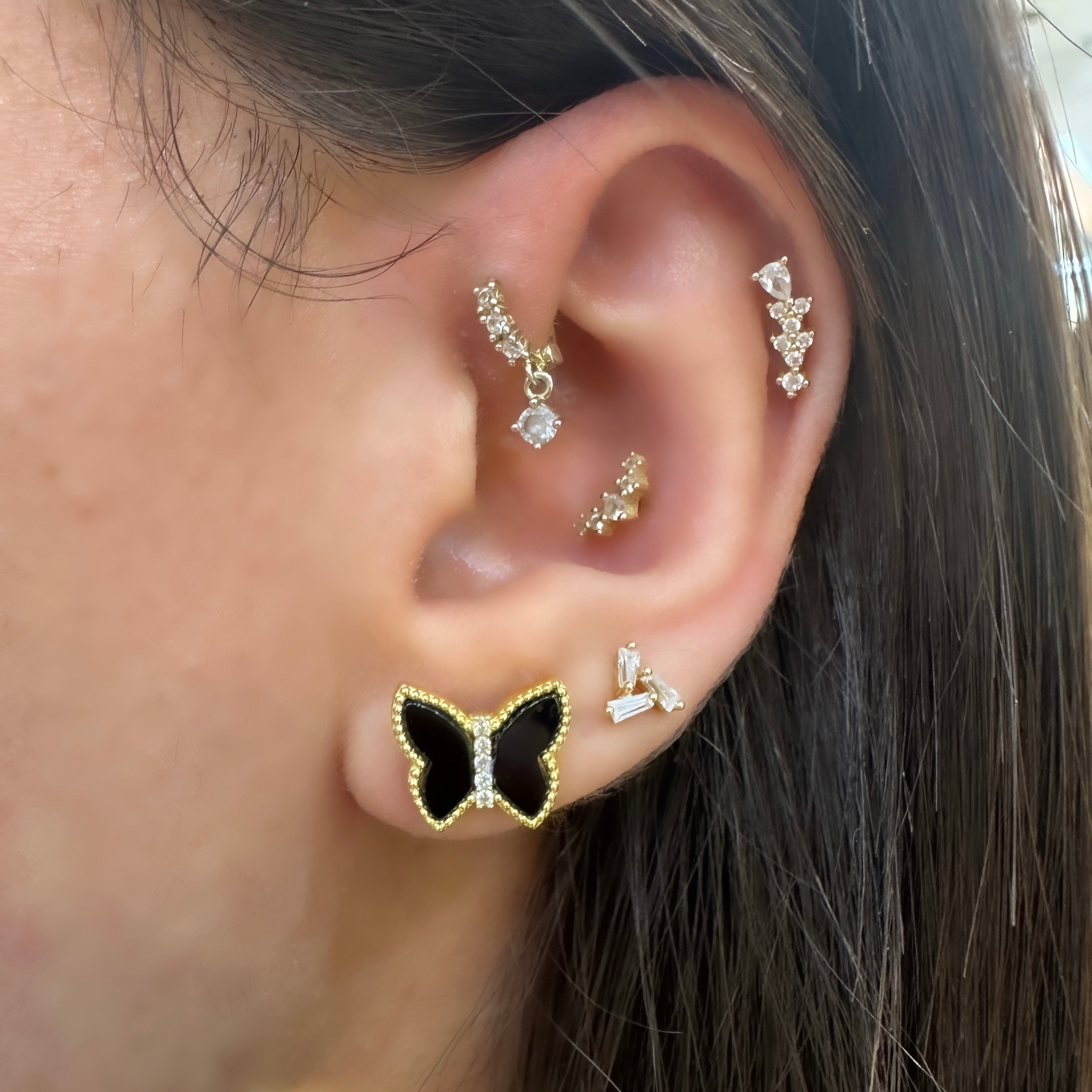 Taşlı Kelebek Küpe