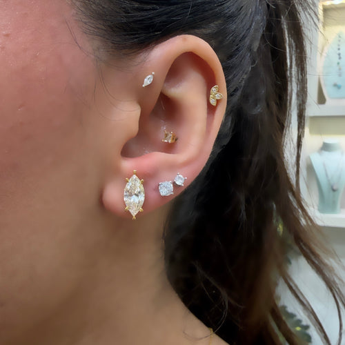 Taşlı Montür G-Color Markiz Küpe