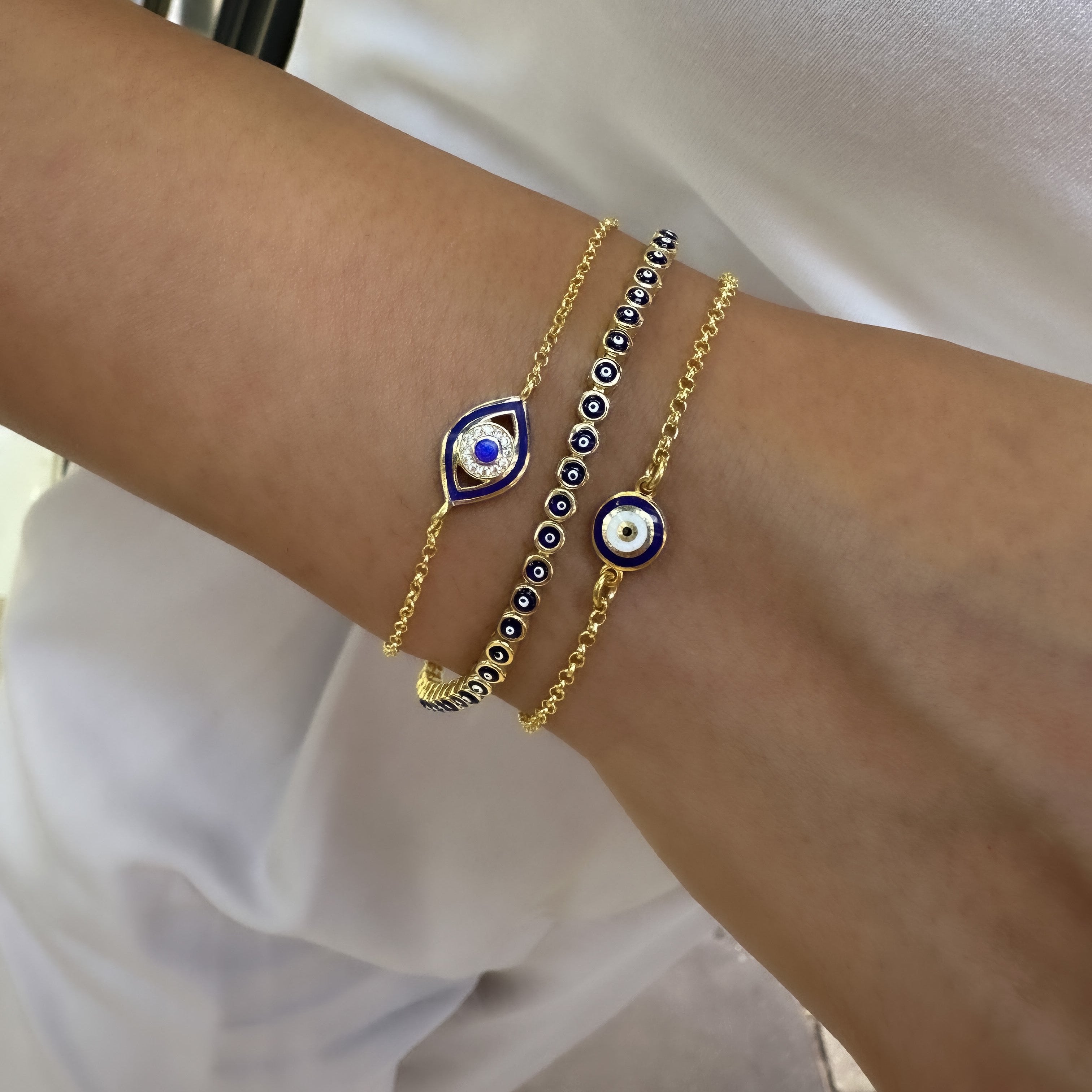 Lacivert Mineli Taşlı Göz Bileklik