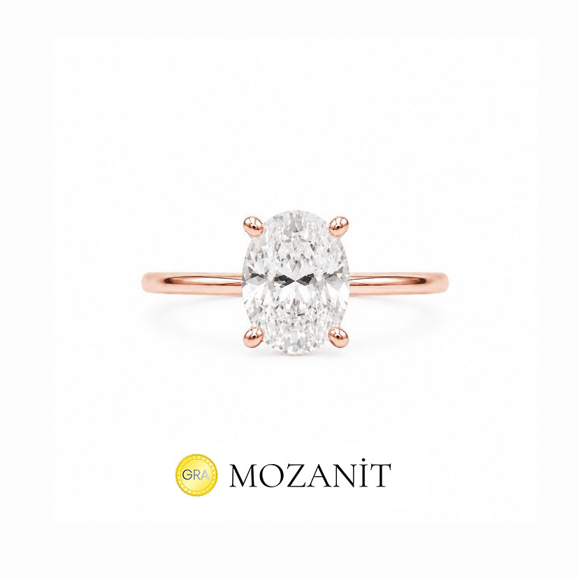 İki Karat Mozanit Oval Yüzük