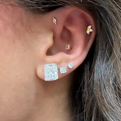 Taşlı Montür Mozanit Radiant Küpe