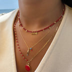 Mercan Taşlı Zincir Detaylı Hayat Ağacı Kolye