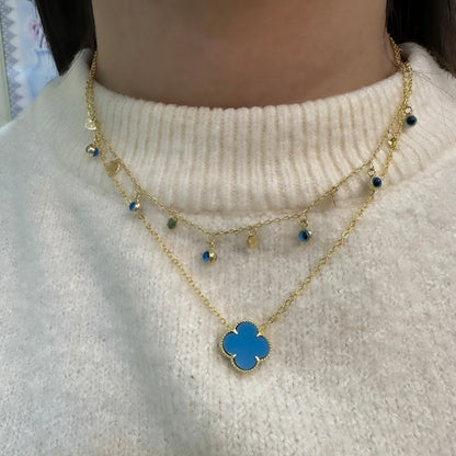 Blue Clover Necklace