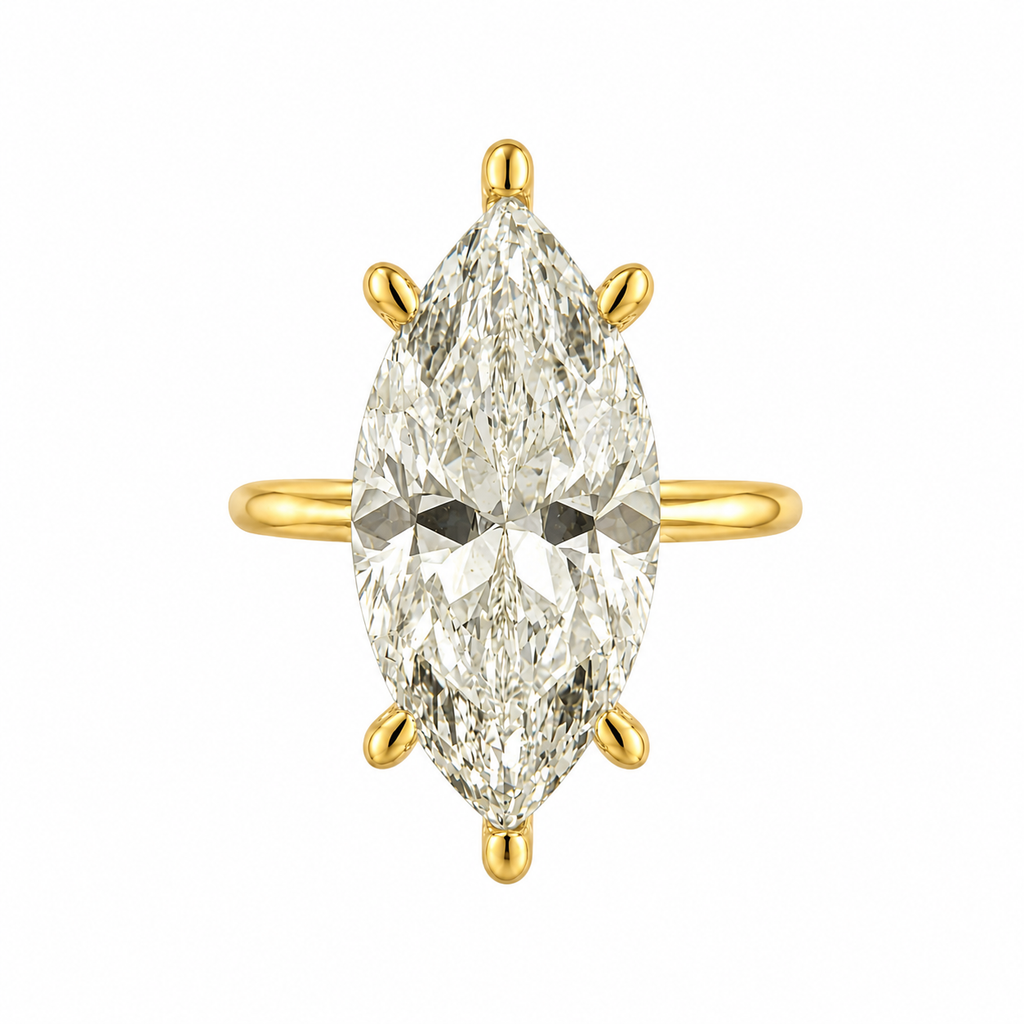 G-Color Stone Set Long Marquise Solitaire Ring