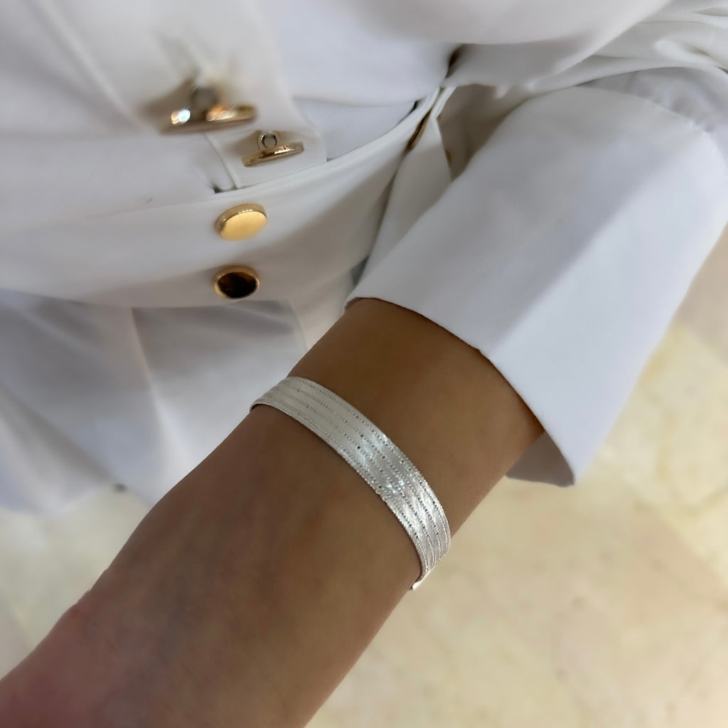 Silver Trabzon Wicker 5-Row Bracelet