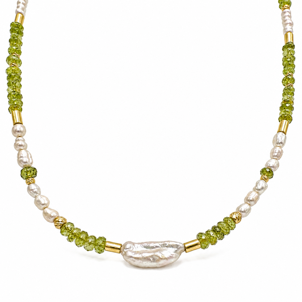 Peridot-Edelstein-Perlenkette