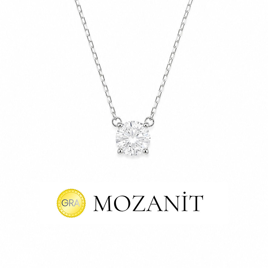 6 mm Mozanit Tektaş Kolye