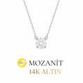 14K 6 mm Mozanit Tektaş Kolye