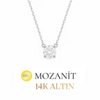 14K 6 mm Mozanit Tektaş Kolye