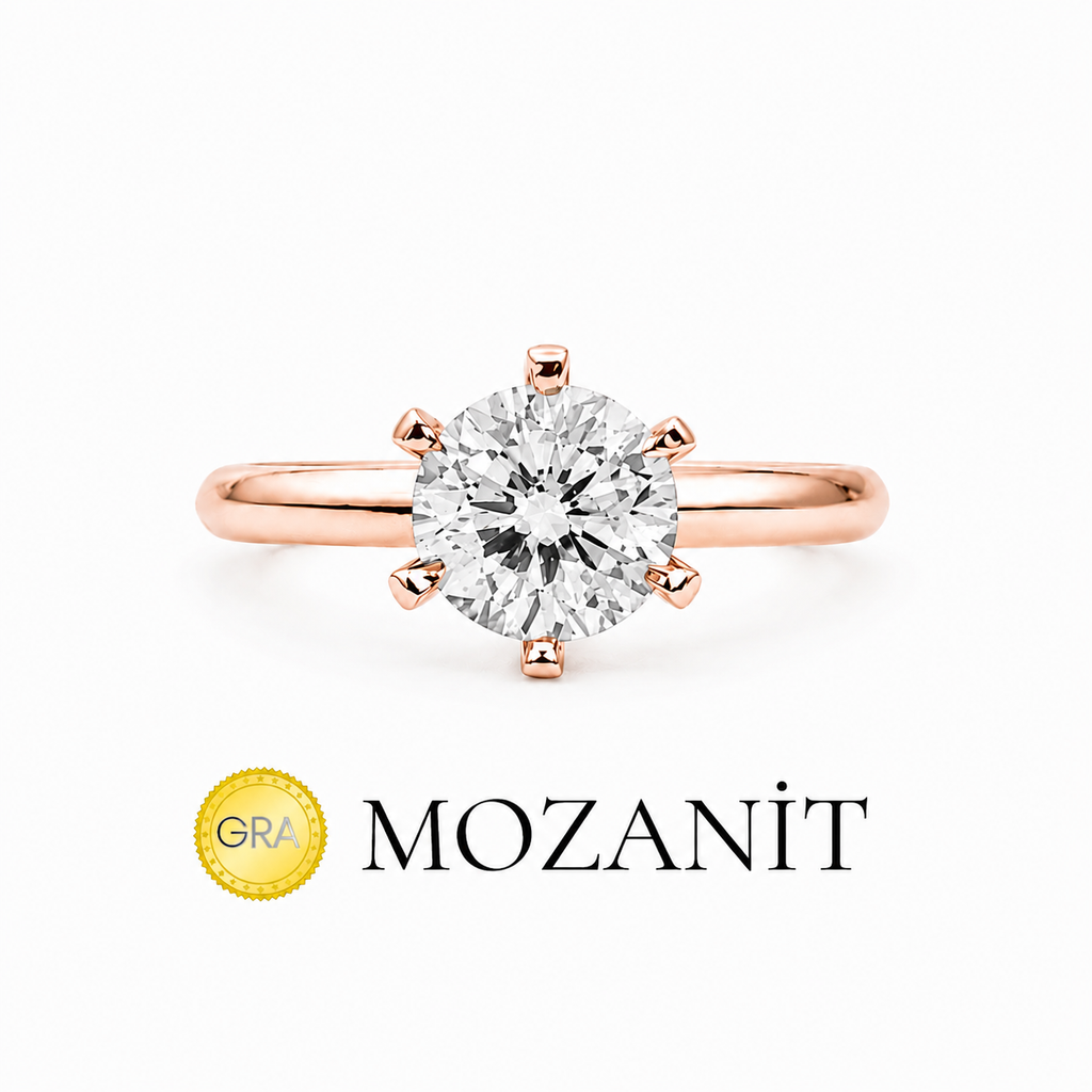 Bir Karat Altı Tırnak Mozanit Tektaş Yüzük