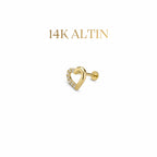 14K Taşlı Kalp Piercing