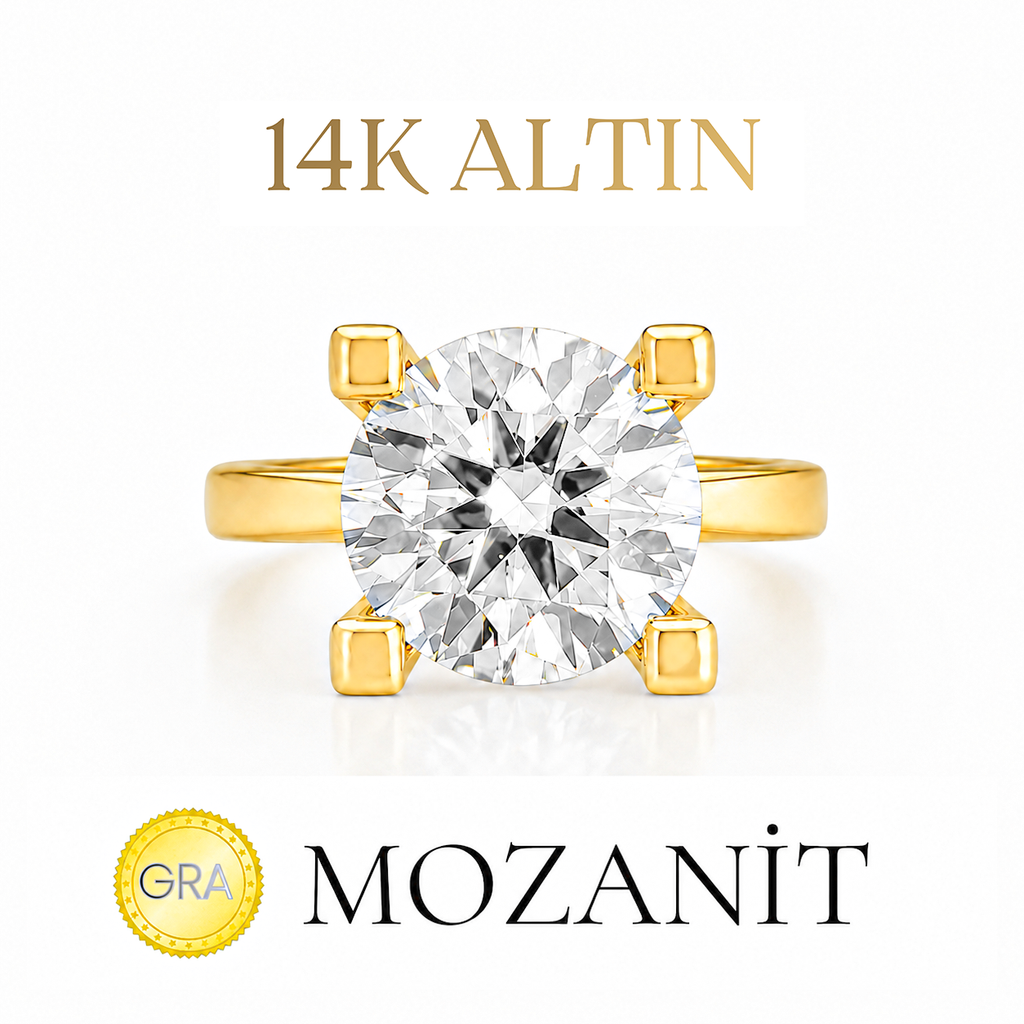 14 Karat Vier Karat Moissanit Solitärring
