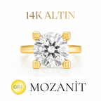 14K Four Carat Moissanite Solitaire Ring
