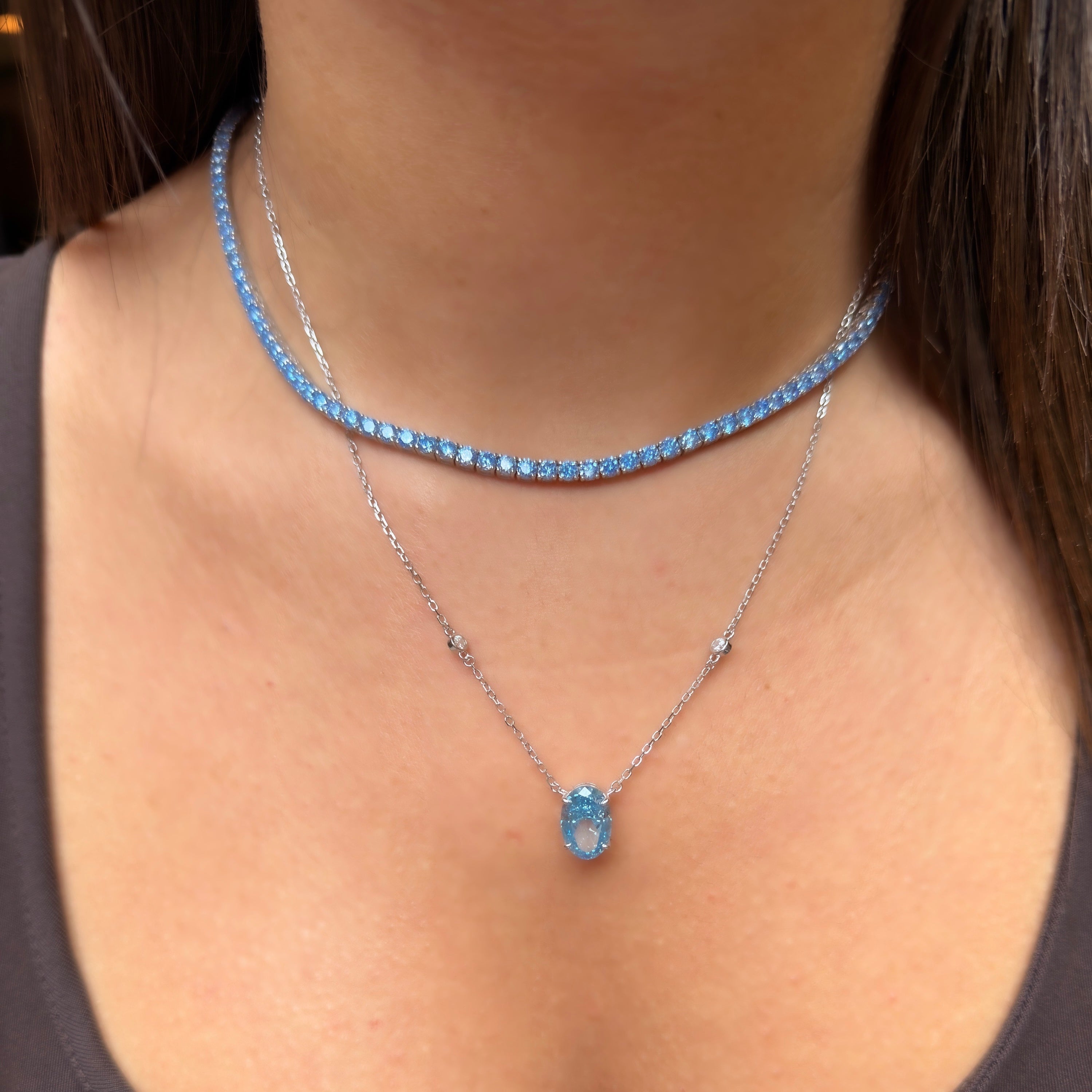 Üç mm Renkli Taşlı Suyolu Kolye