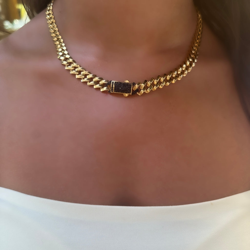 Stone-Embellished Padlock Gourmet Necklace