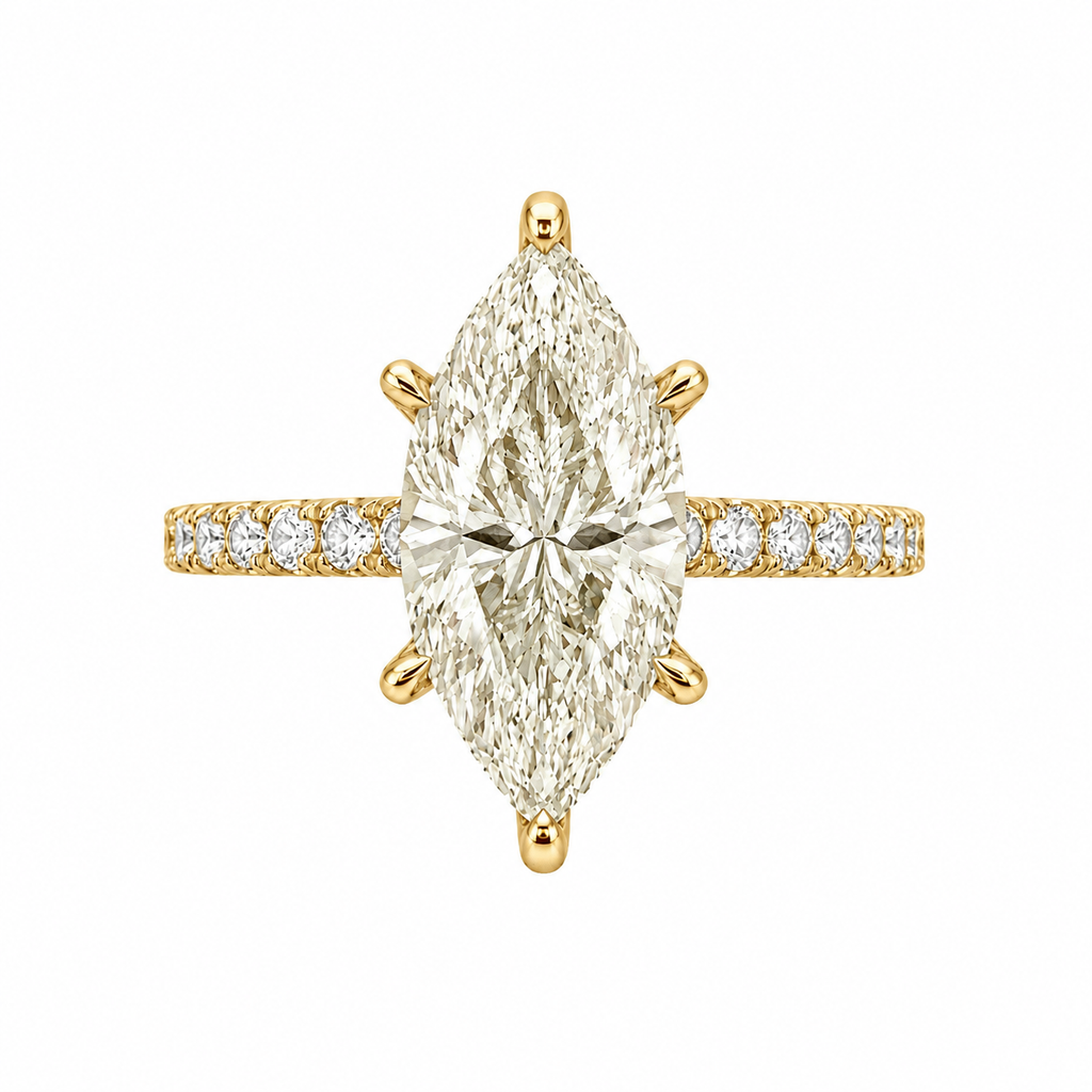 G-Color Marquise-Ring mit Seitensteinen