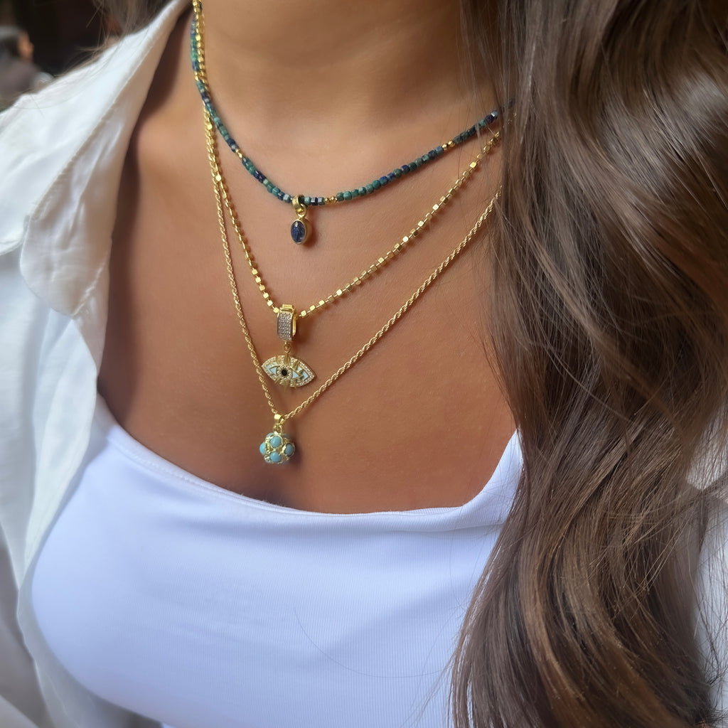 Nostaljik Mavi Taşlı Tasarım Kolye Ucu