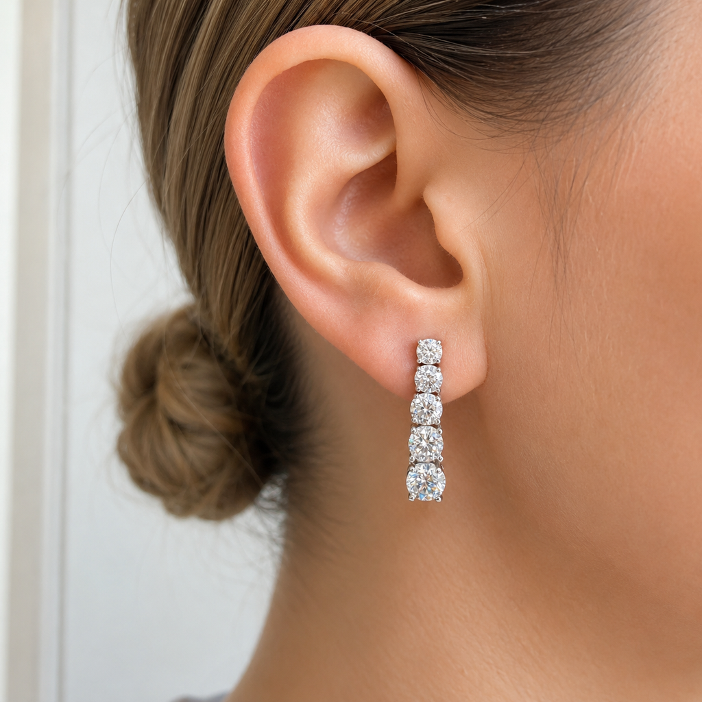 14K Mozanit Süzme  Küpe