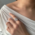 Ring mit Austern-Baguette-Stein-Design