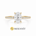 Bir Karat Mozanit Taşlı Oval Yüzük