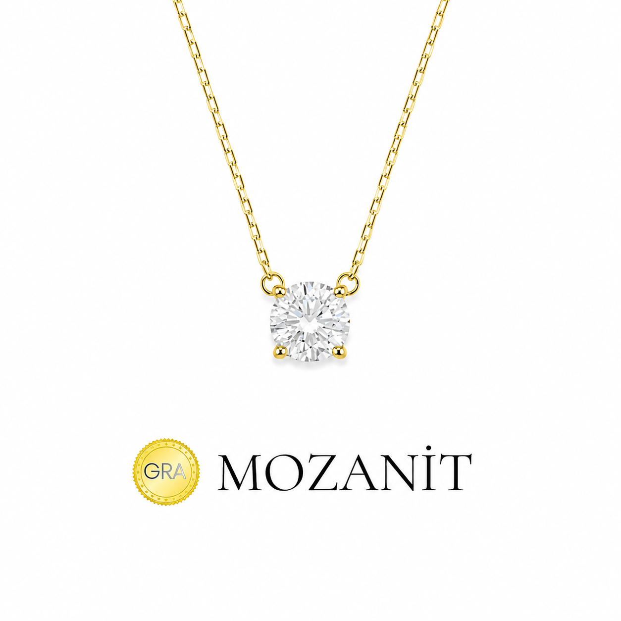 6 mm Mozanit Tektaş Kolye