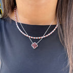 Üç mm Garnet Taşlı Suyolu Kolye