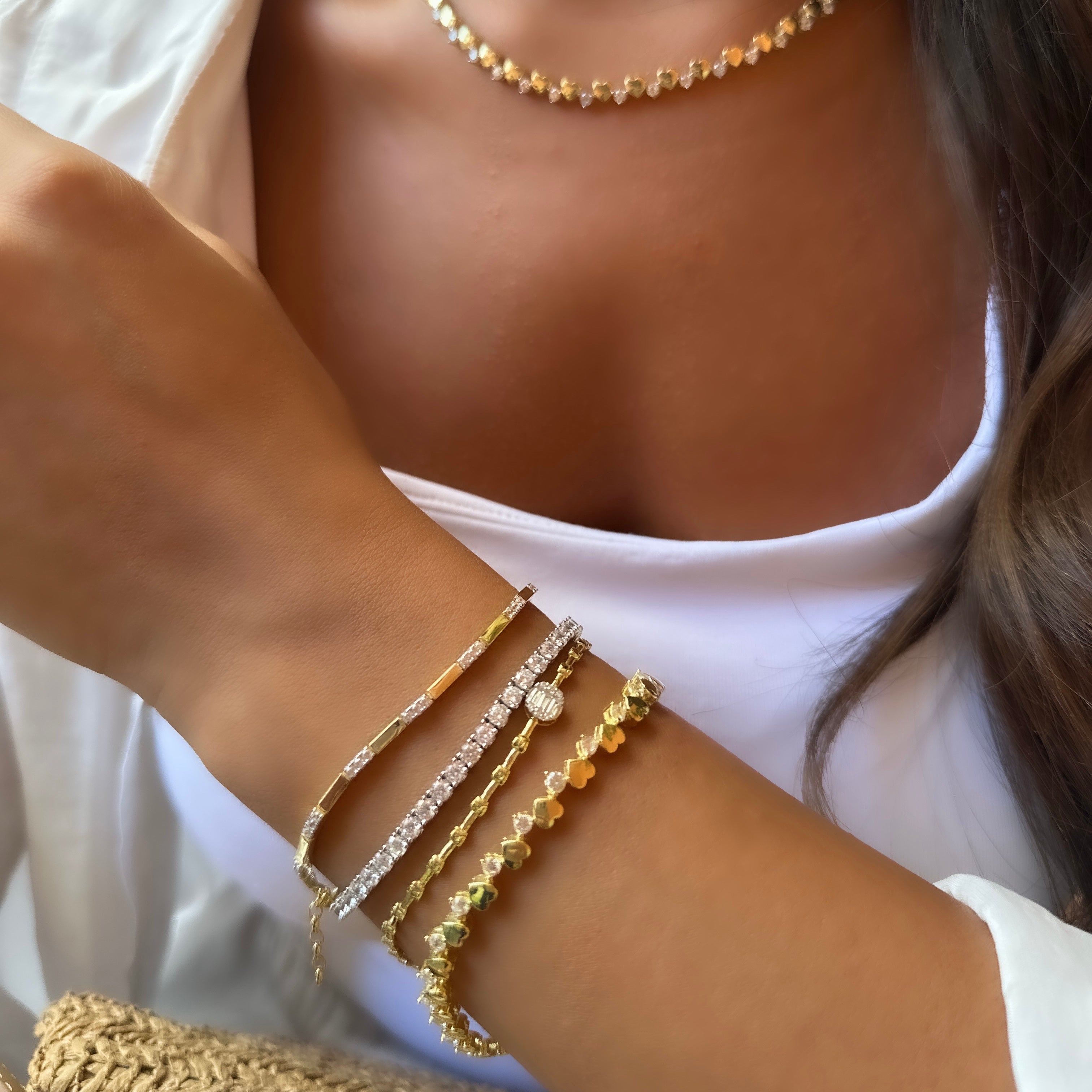 Taş Detaylı Dikdörtgen Bileklik