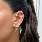 14K Üç Sıra Yıldız Taşlı Piercing