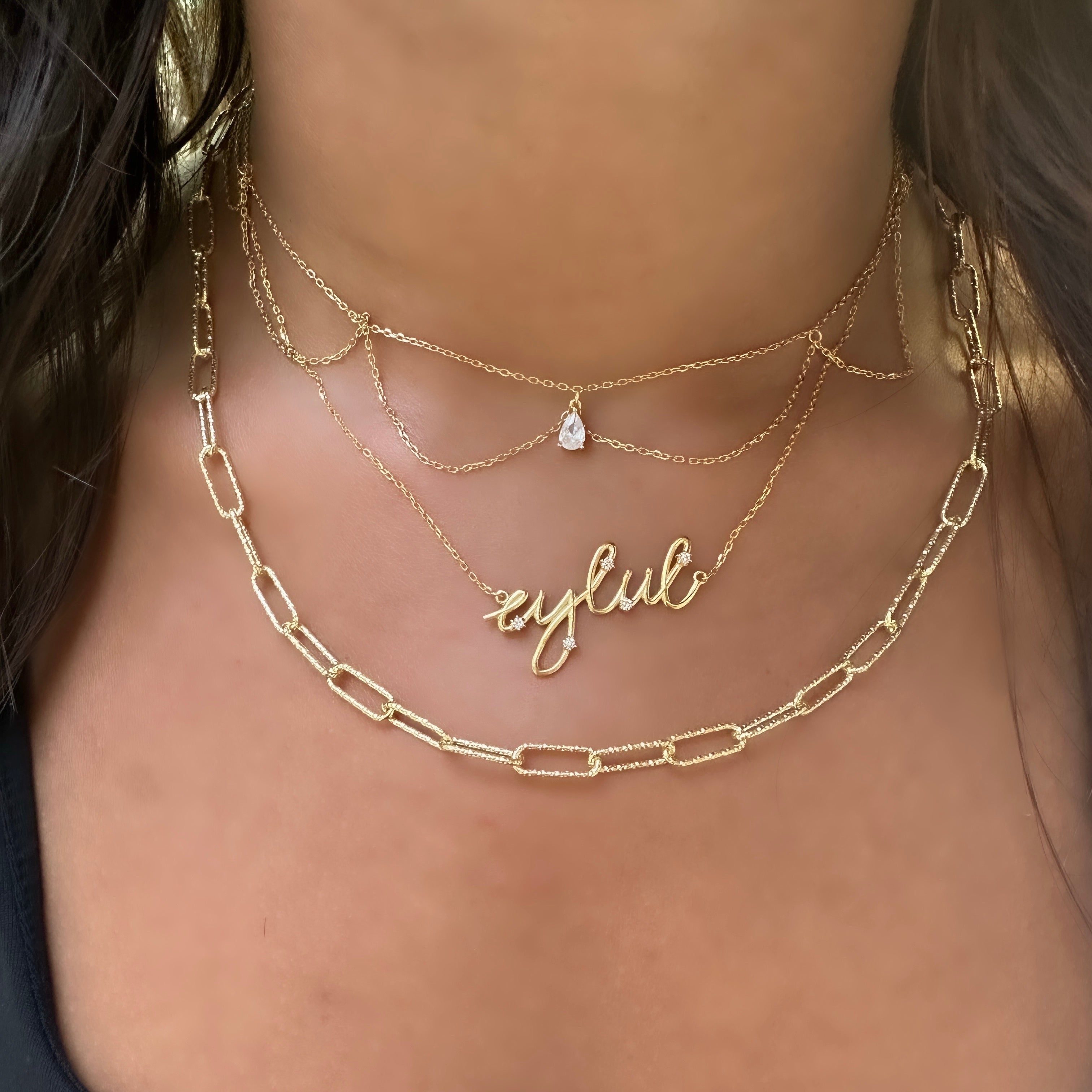 Taşlı Kişiye Özel İsim Kolye