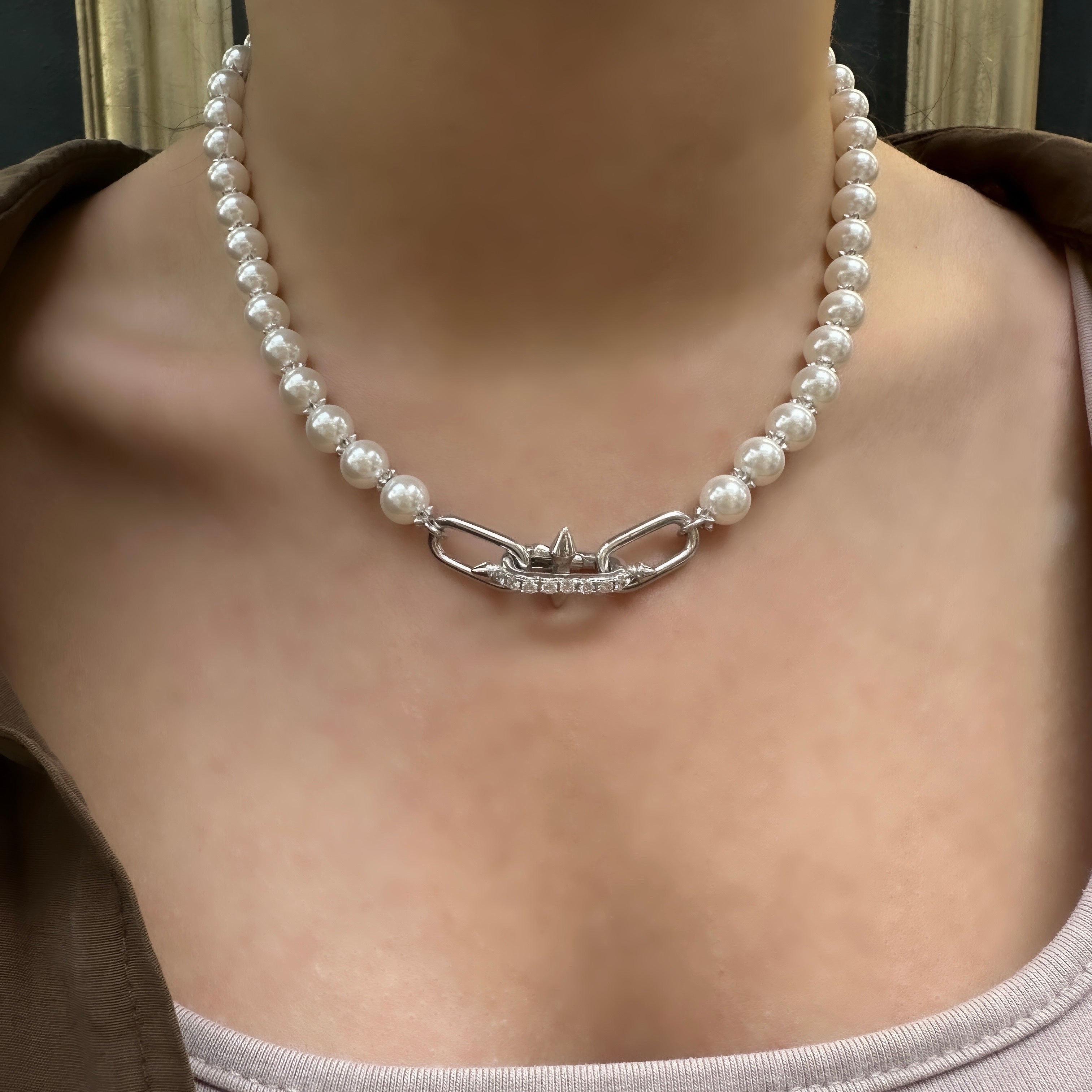 Taşlı Tif İnci Kolye